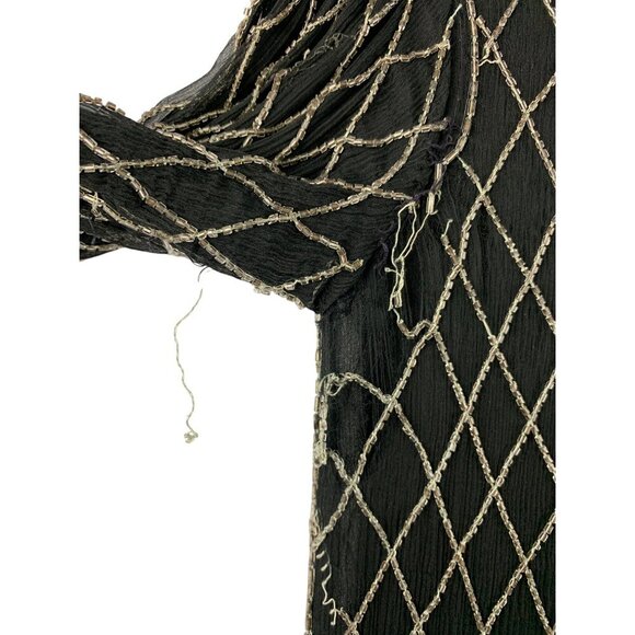 Vintage 100% Silk Beaded Dress Size M - Picture 9 of 10